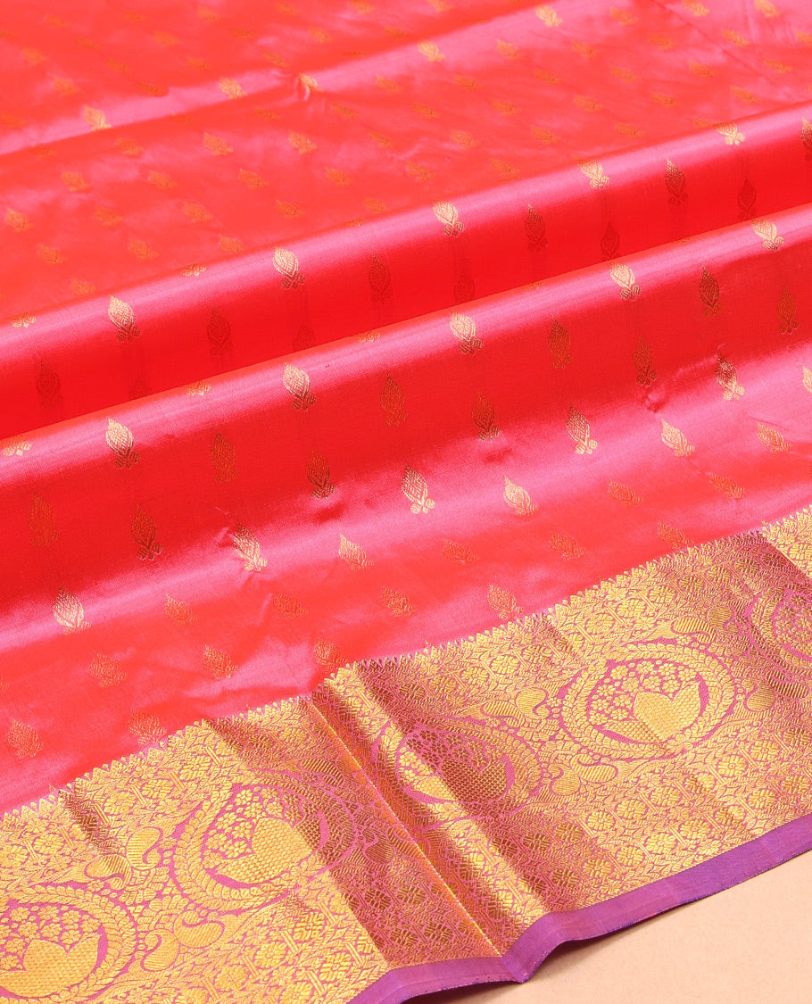 Pink Pure Silk Navarathna Pavadai Material Set