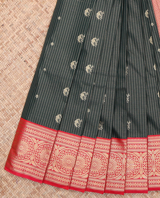 Green Traditional Zari Design Budget Silk Saree