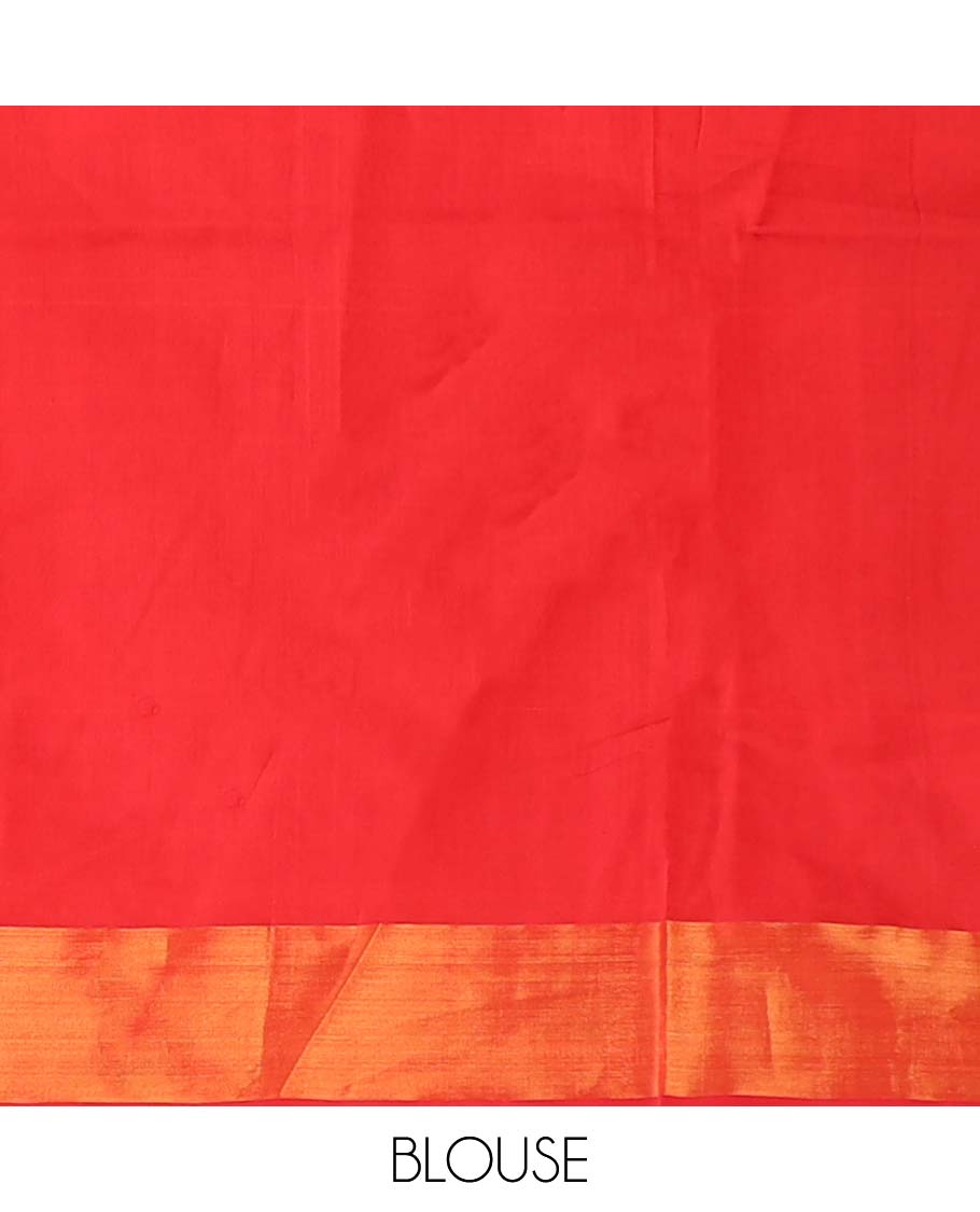 Multi-color checked design poly cotton saree, zari border, and contrast zari striped pallu