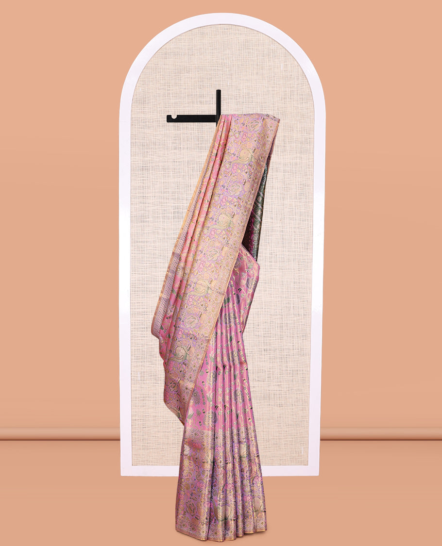Pink Kanchipuram Tissue Silk Saree
