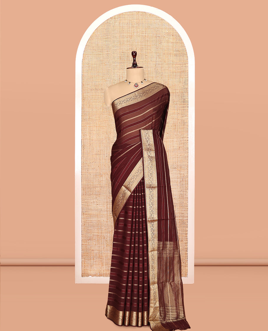 Brown Semi Mysore Silk Saree