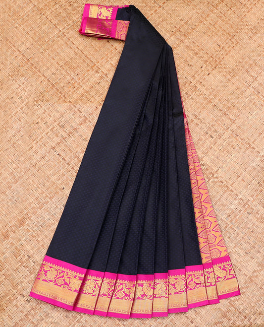 Blue Budget Silk Saree, Subtly Sparkled with Jaal Design on Its Body, Complemented by a Contrast Traditional Zari Design Border, Intricate Pallu, and Paired with a Contrast Blouse