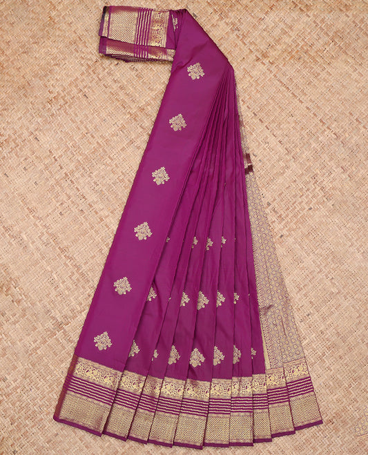 Purple Traditional Zari Design Border Budget Silk Saree