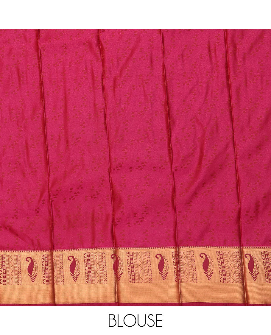 Honey jacquard gift saree, contrast traditional zari design border, and pallu of jaal designs