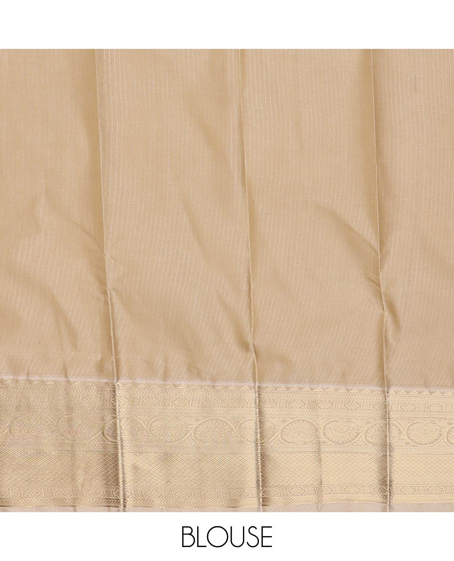 Blue stripes and square buttas gift saree, contrast traditional zari design rettai pettu border, and jaal pallu