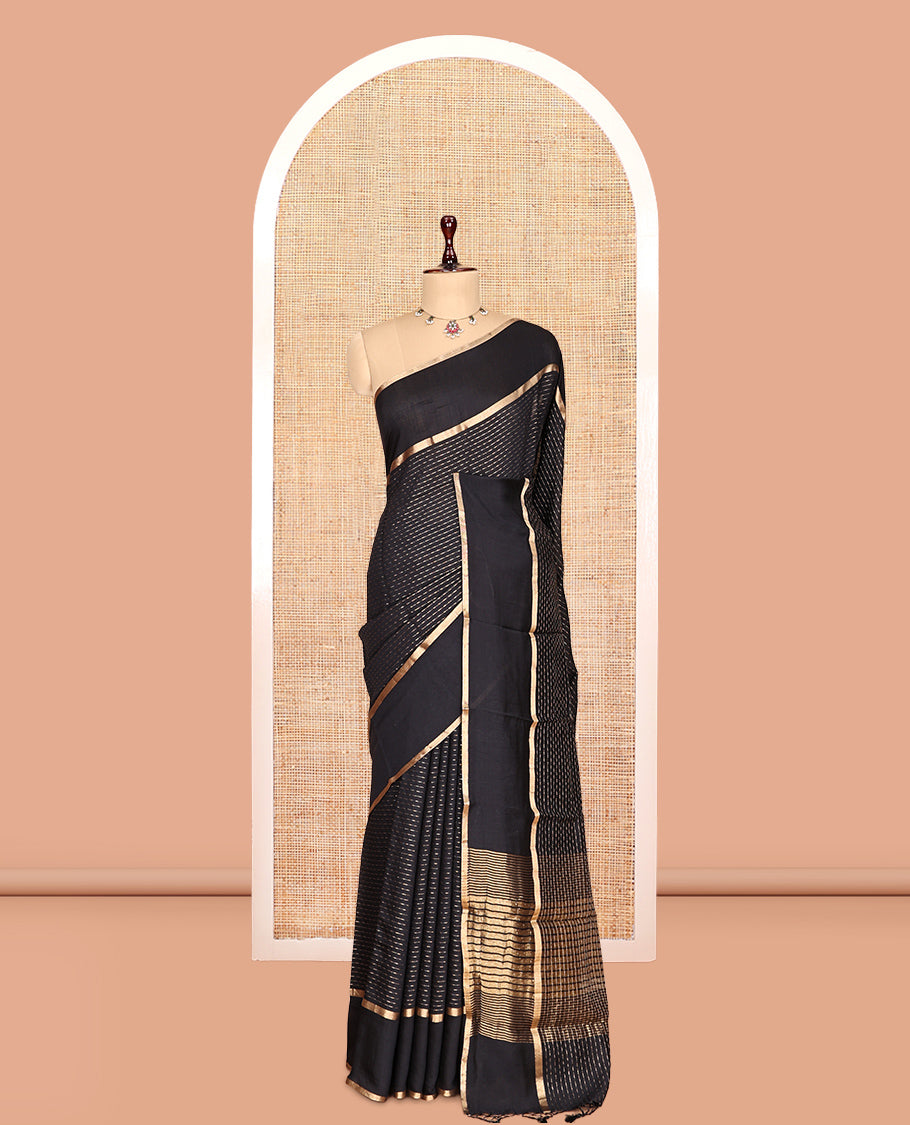 Black Assam Silk Saree