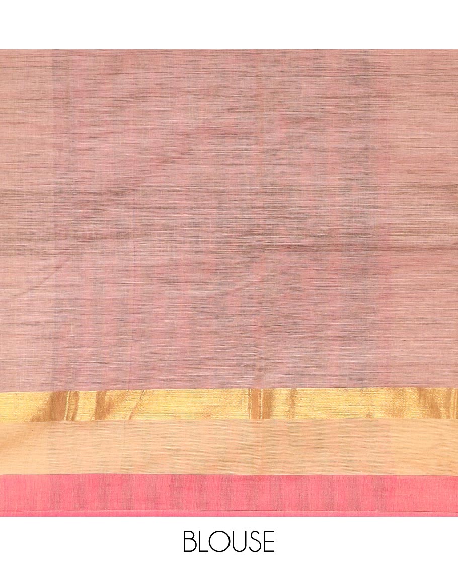 Brown heart ballon bouquet printed Chirala cotton saree, contrast border and pallu of geometric print