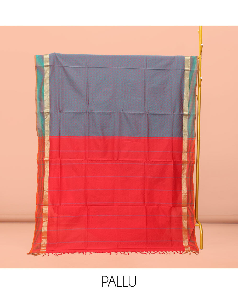 Blue Poly Cotton Saree