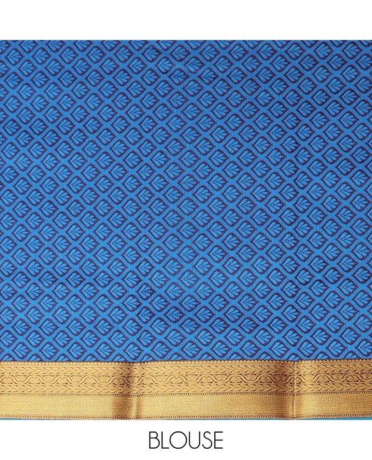 Purple striped semi-silk cotton saree, contrast traditional zari design border & ogee patterned pallu