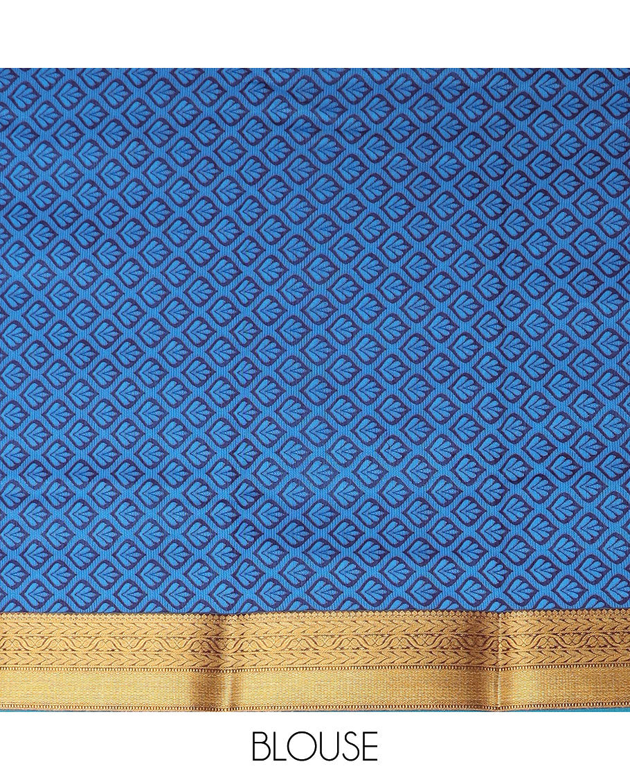 Purple striped semi-silk cotton saree, contrast traditional zari design border & ogee patterned pallu