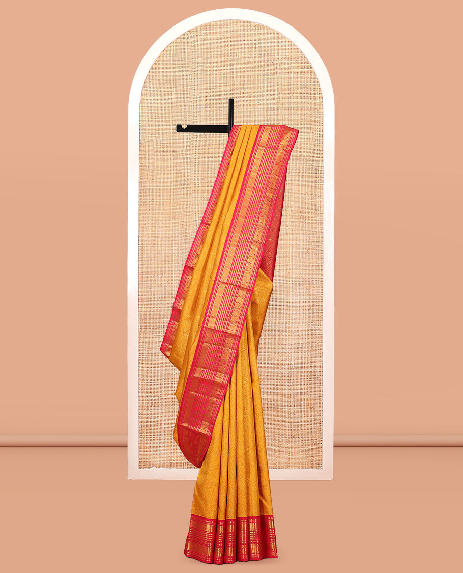 Yellow Kanchipuram Bridal Silk Saree