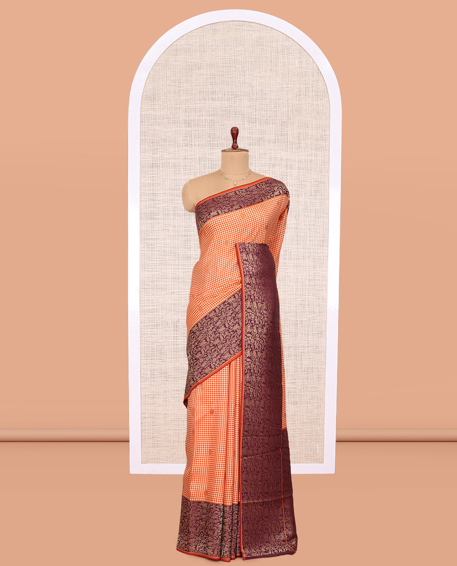 Rust Fancy Mysore Silk Saree