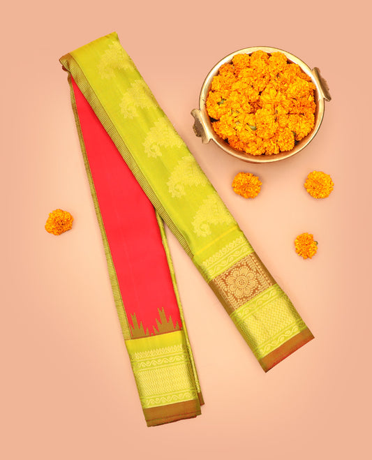 Red Gadwal Silk Saree