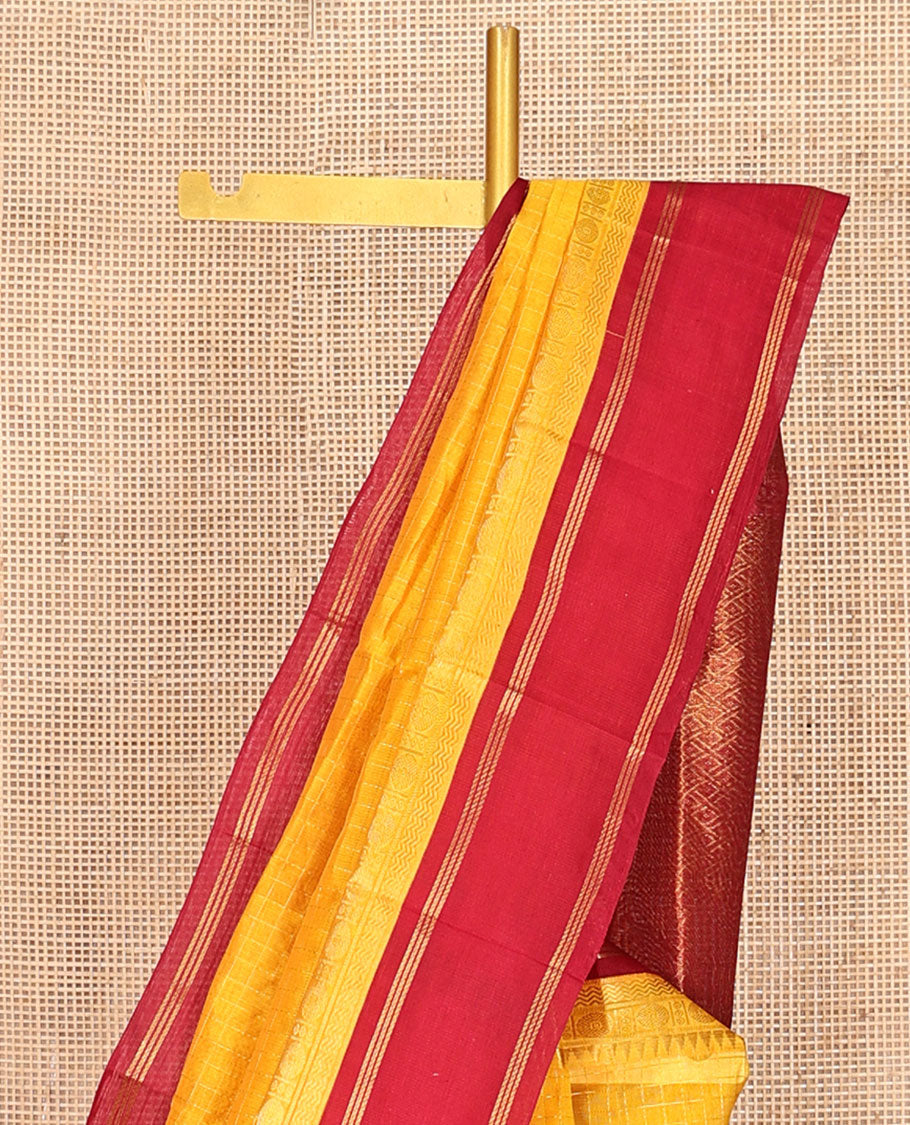 Yellow Kuppadam Silk Saree