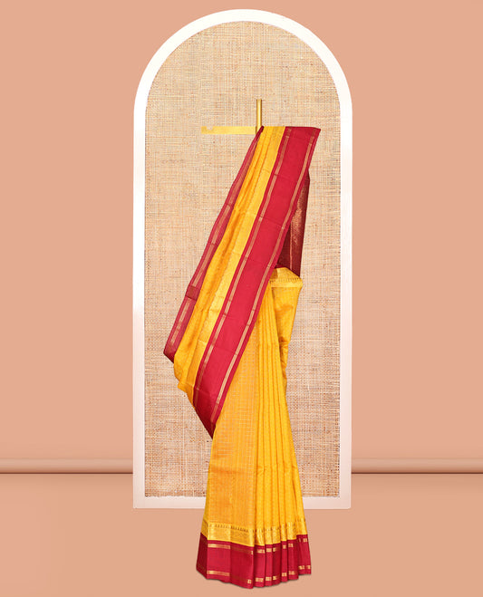 Yellow Kuppadam Silk Saree