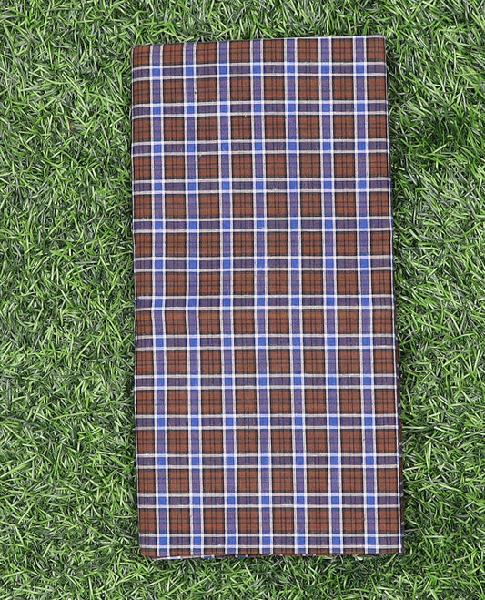 Brown medium checked cozy cotton lungi