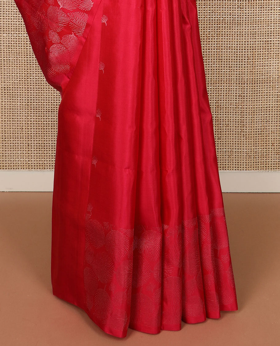 Pink zari buttas soft silk saree, zari floral design border & pallu of geometric patterns