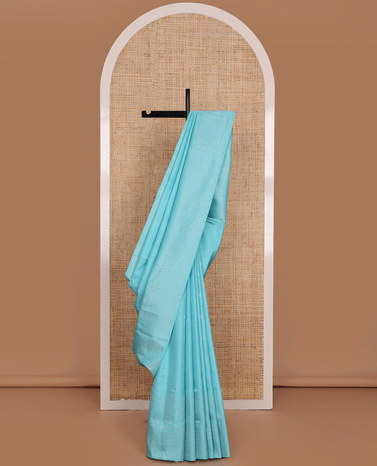 Cloud Blue Mayuri Soft Silk Saree, Delicately Woven with Buttas All Over Its Body, Subtly Sparkled Border of Traditional Designs, Pallu of Intricate Designs, and Paired with a Matching Blouse