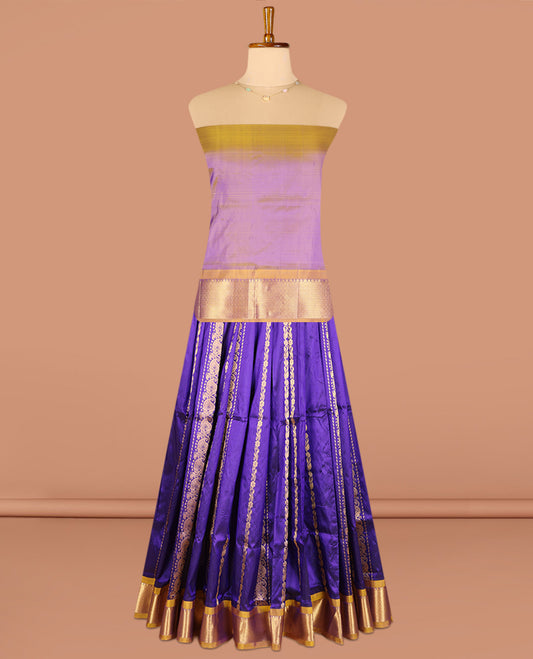 Blue Pure Silk Navarathna Pavadai Material Set
