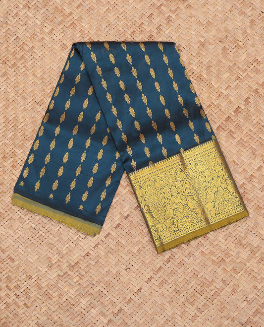 Blue Pure Silk Navarathna Pavadai Material Set