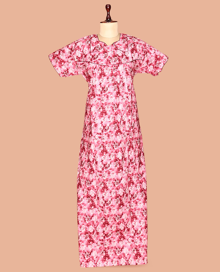 Pink Cotton-Blended Nighty