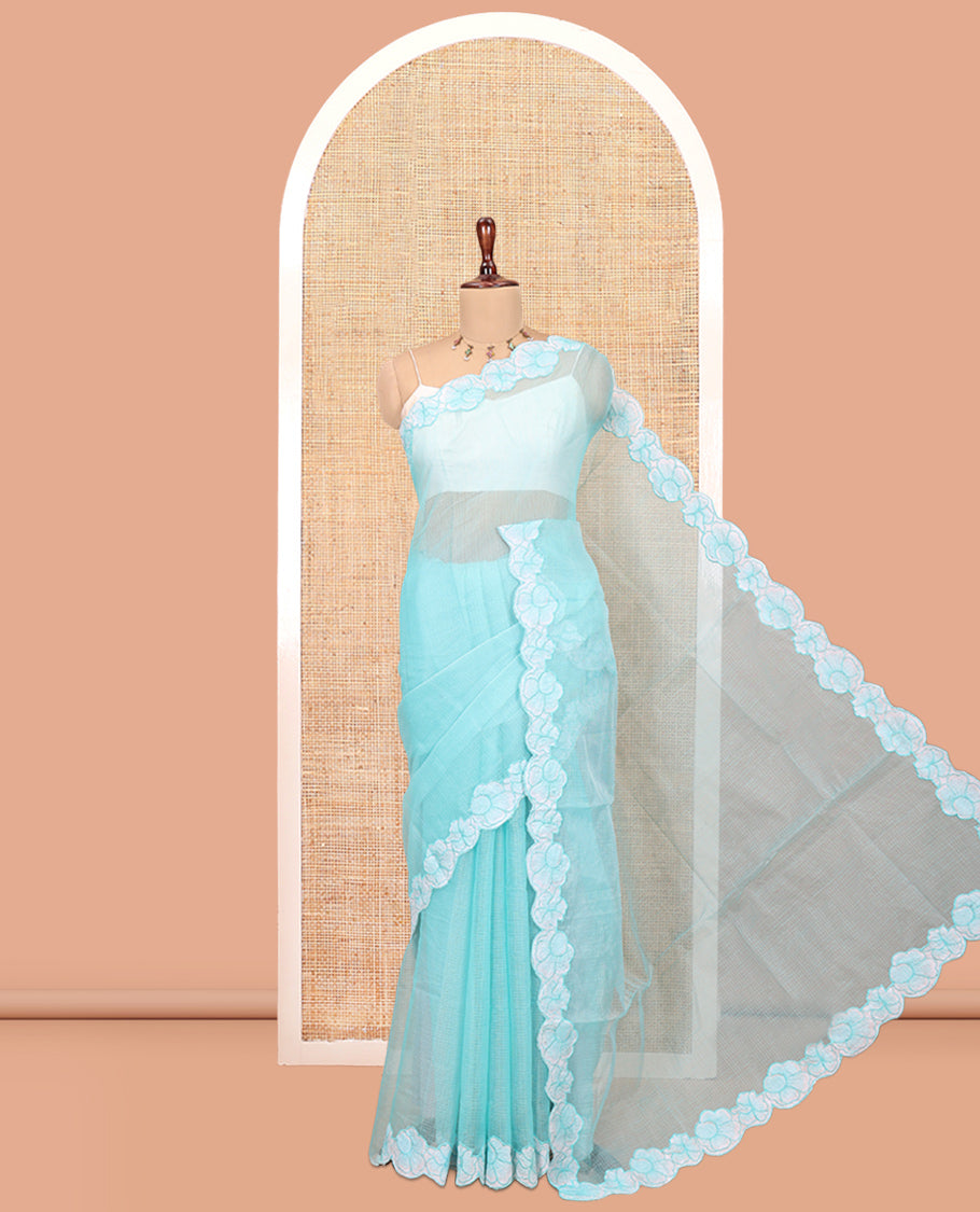 Sea Green Kota Chex Saree