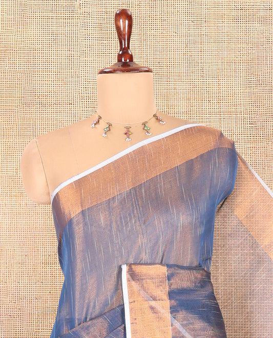 Blue Khadi Tissue Saree