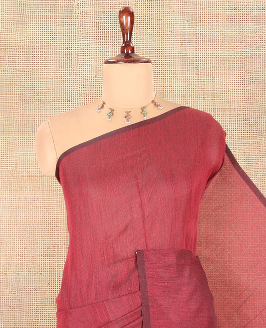 Borderless Purple Plain Khadi Cotton Saree