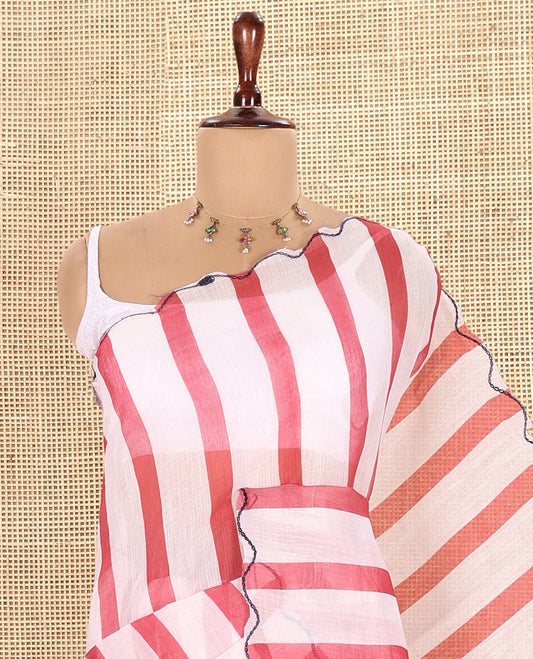 Pink Linen Cotton Saree