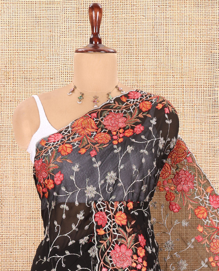 Black Georgette Saree