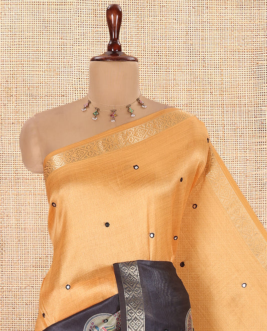 Orange-Grey Semi-Tussar Saree