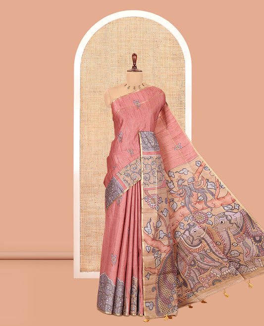 Pink Fancy Tussar Saree