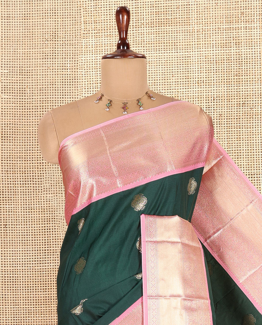 Dark Green-Light Pink Budget Silk Saree