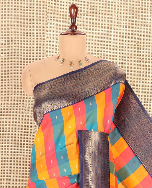 Navy Blue Fancy Softy Silk Saree
