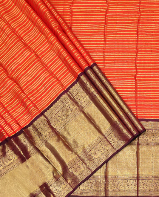 Orange Pure Silk Half-Saree