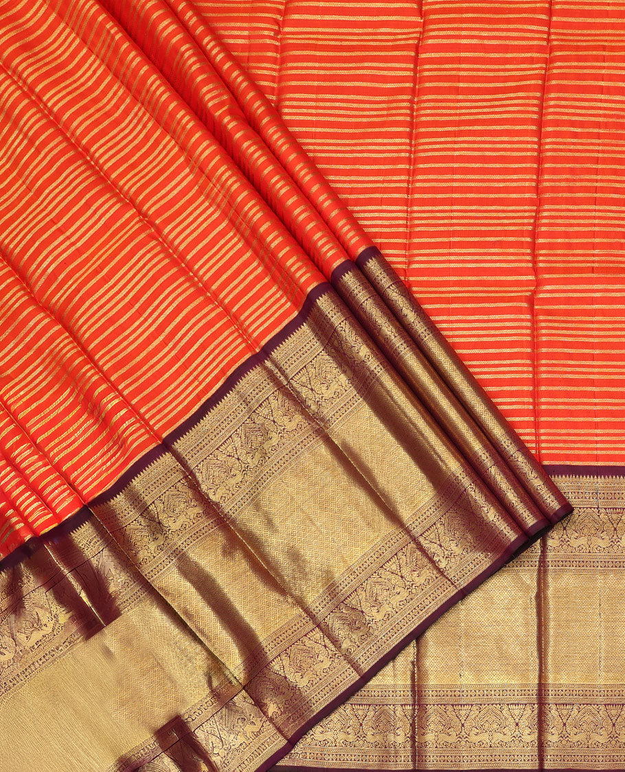 Orange Pure Silk Half-Saree