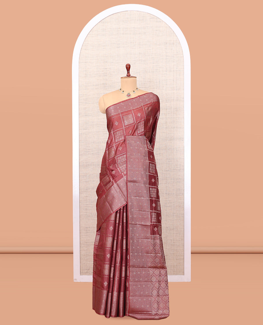 Terracotta Red Tussar Silk Saree