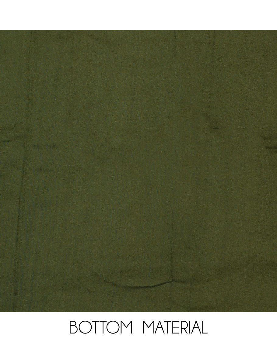 Green material chudidar set, floral motifs printed and stone work top, plain bottom, and floral motifs printed dupatta