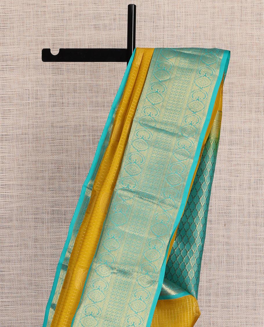 Yellow Zari Design Vasundhara Lite Silk Mix Saree, a Contrast Traditional Border, and a Contrast Blouse