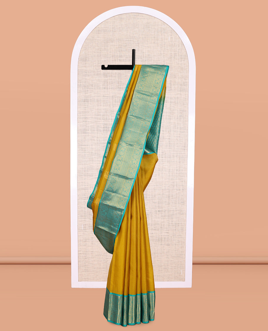 Yellow Zari Design Vasundhara Lite Silk Mix Saree, a Contrast Traditional Border, and a Contrast Blouse
