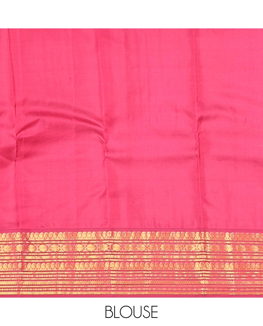Blue zari buttas silk saree, contrast zari border of manga mokku,banaras,kamalam & rettai neli & zari-rich jaal pallu