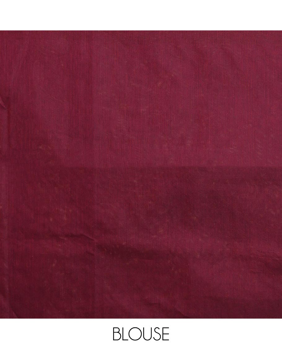 Green plain semi-silk cotton saree, plain border, and contrast plain pallu