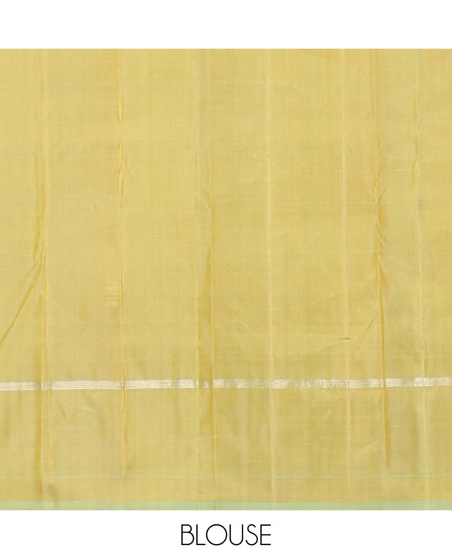 Purple buttas kancheepuram silk saree with self animal butta border & striped, floral design pallu
