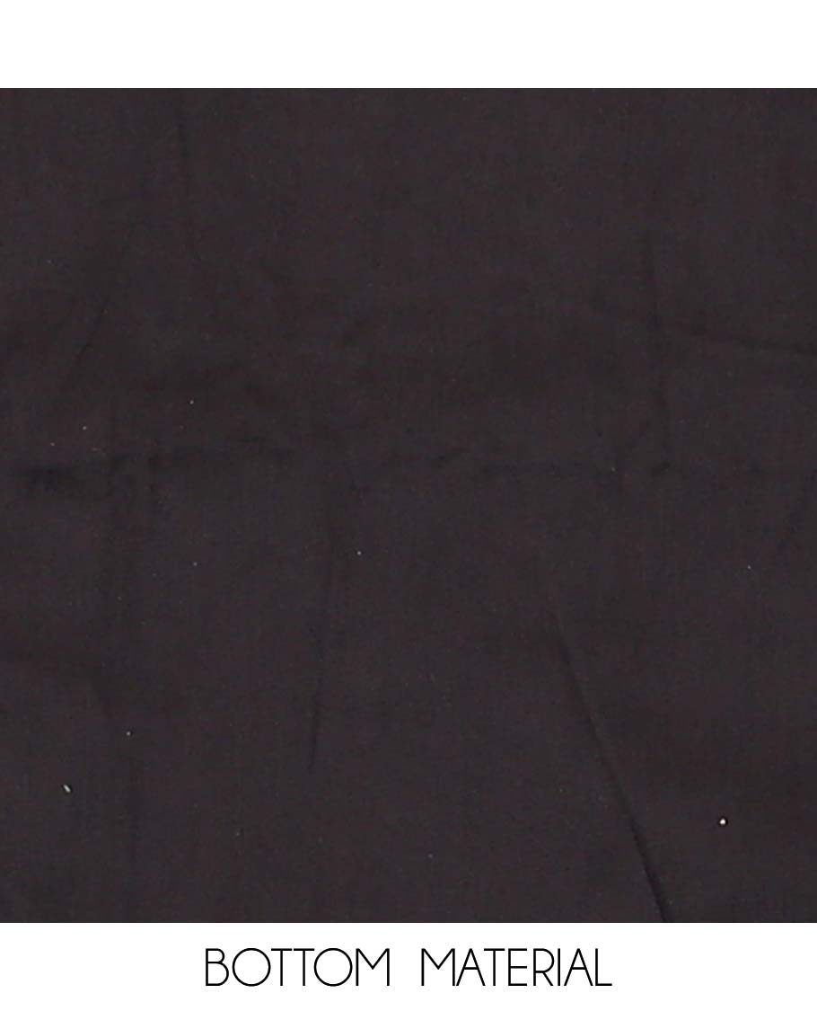 Black material chudidar set, floral printed top, plain bottom, and dupatta floral print