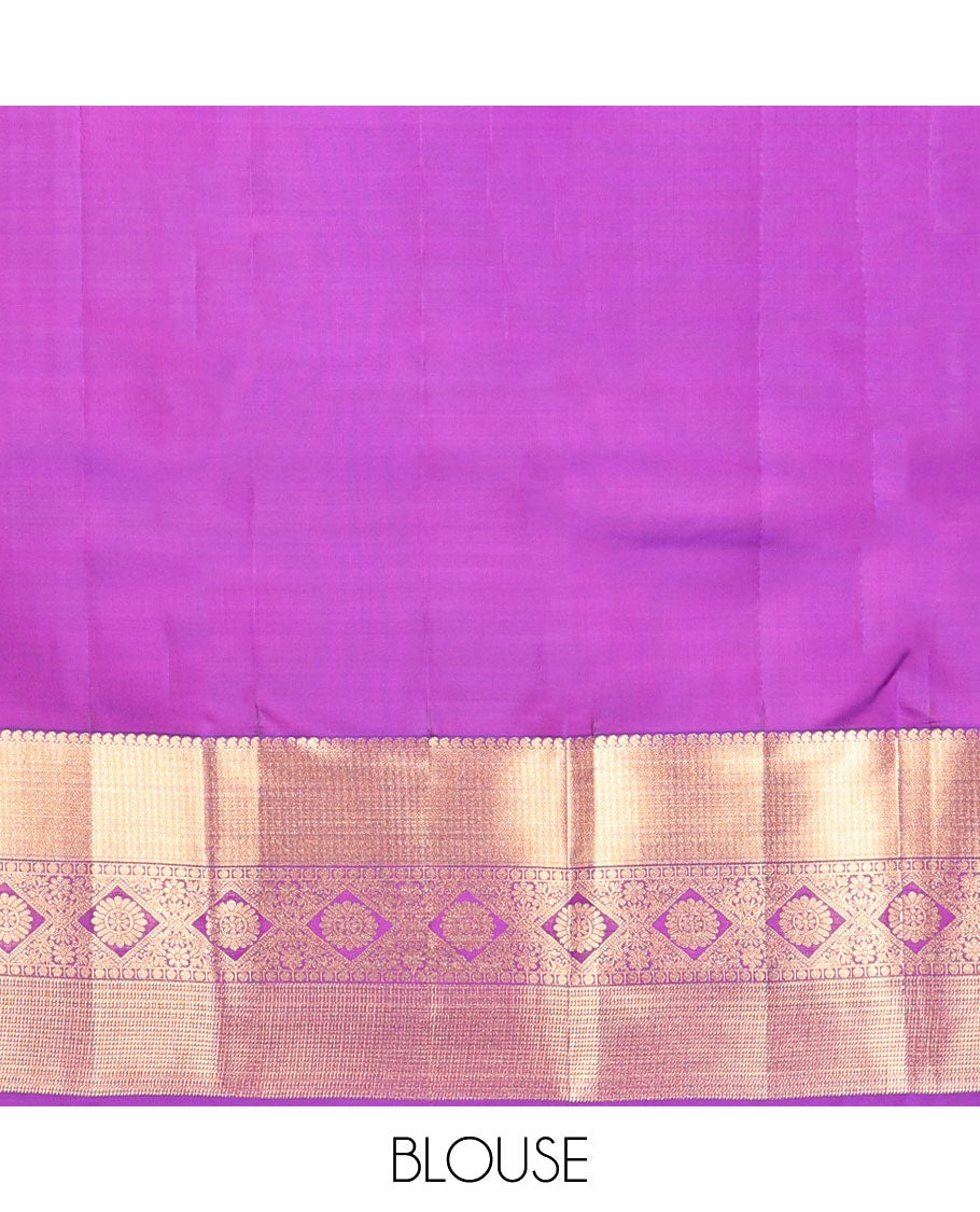 Purple zari design silk saree, zari border & geometric patterned pallu