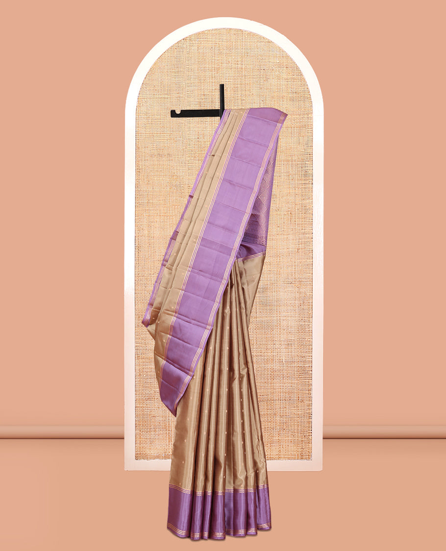 Sandal Zari Buttas Vasundhara Lite Silkmix Saree, a Contrast Bodi Border, Grand Jaal Pallu, a Contrast Blouse