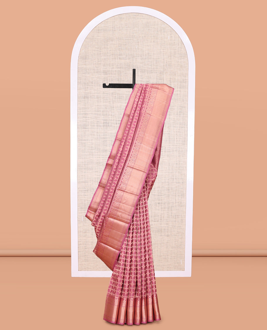Pink Jacquard Design Kanchipuram Wedding Silk Saree