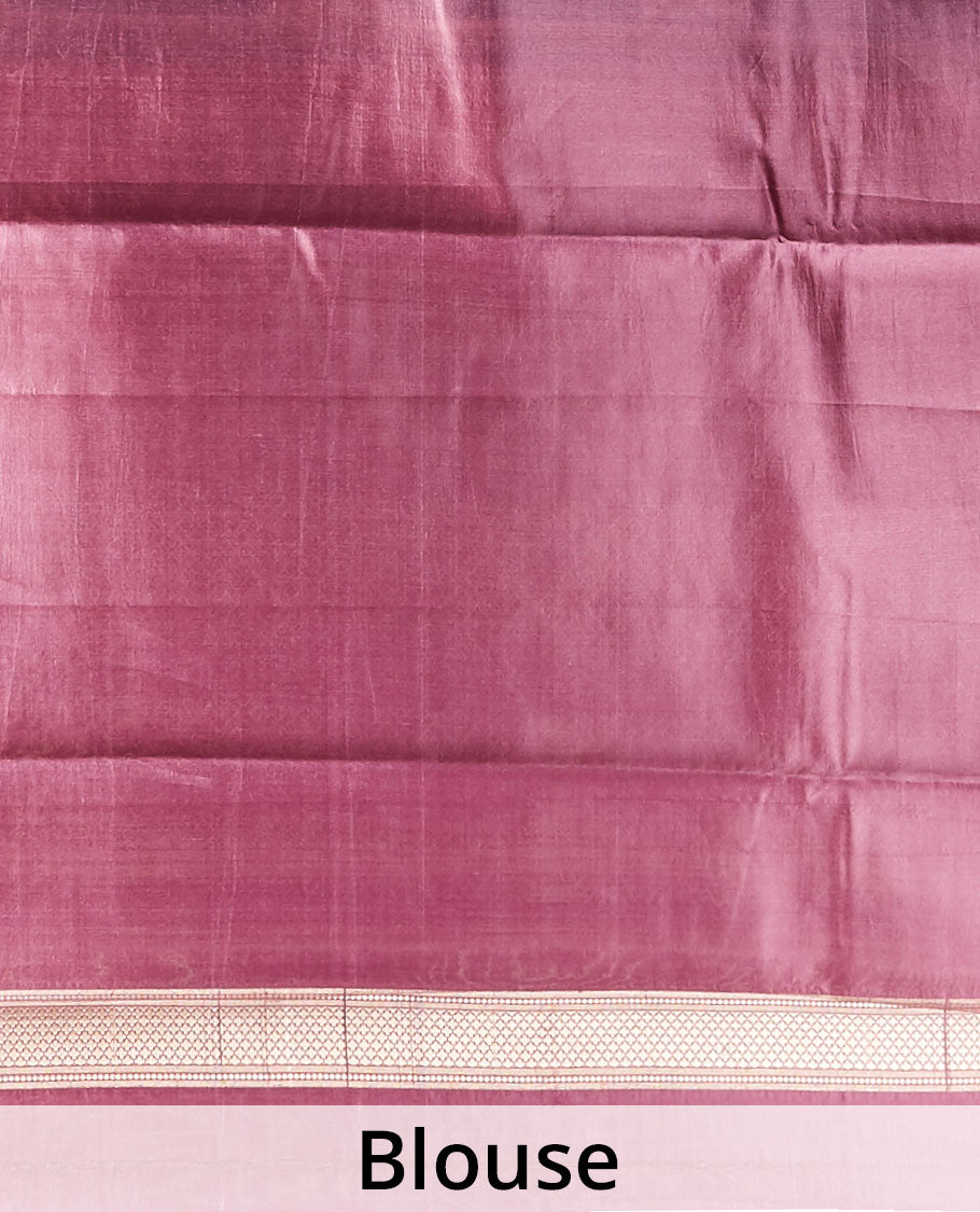 Blue geometric motifs dupion silk saree with contrast plain border