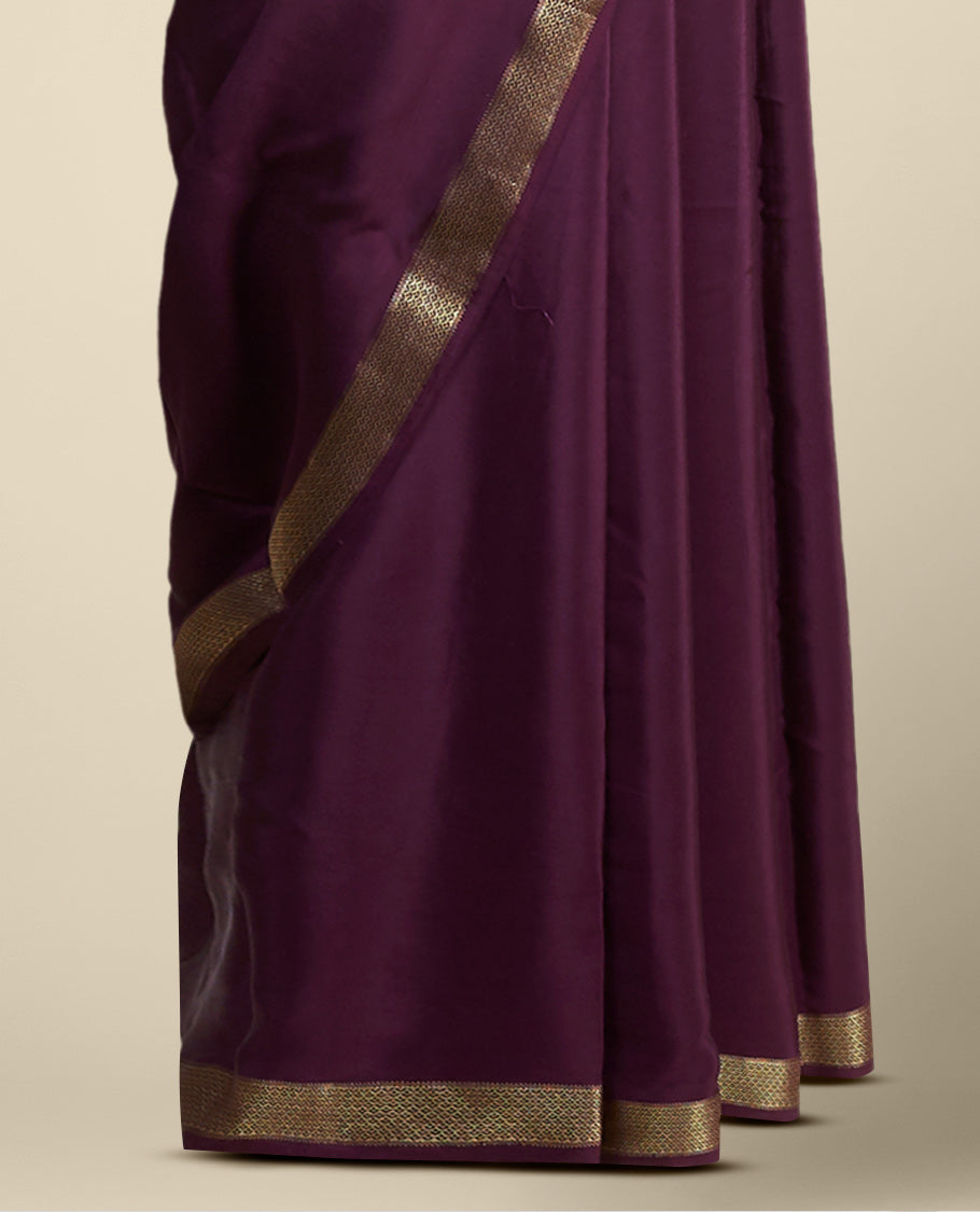 Purple mysore  silk saree with self aryle pattern border
