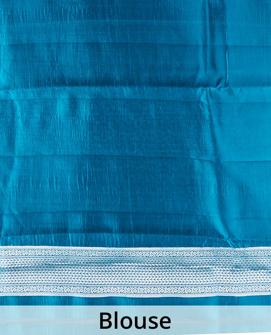 Pink leaf motifs dupion silk saree with intricate zari design border